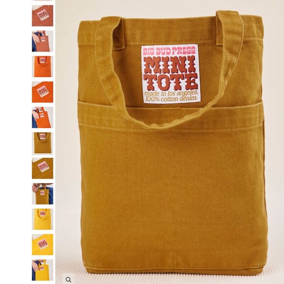 NWT $38 Big Bud Press Mini Tote Bag Mustard Tan Brown 100% Cotton Made in L.A. - Picture 2 of 6